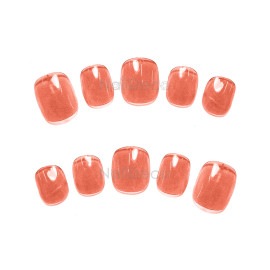 ネイルチップ【ワンカラー：ピーチ 10本セット 両面テープ＆専用収納ケース付き】ネイル チップ 付け爪 つけ爪 ジェル オーバル スクエア ロング ショート 無地 単色 1色 1カラー シンプル 可愛い ゆうパケット送料無料 受注生産【チップ】