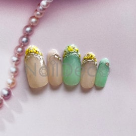 ネイルチップ【シアーカラー×小花フレンチネイル 10本セット 両面テープ＆専用収納ケース付き】ネイル チップ 付け爪 つけ爪 ジェル オーバル スクエア ロング ショート シンプル 可愛い ゆうパケット送料無料 受注生産【チップ】