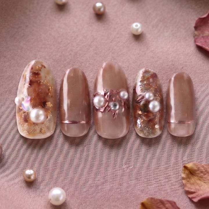 ネイルチップ【ニュアンス×アンバークラシックネイル 10本セット 両面テープ&専用収納ケース付き】ネイル チップ 付け爪 つけ爪 ジェル オーバル スクエア ロング ショート シンプル 可愛い ゆうパケット送料無料 受注生産【チップ】
