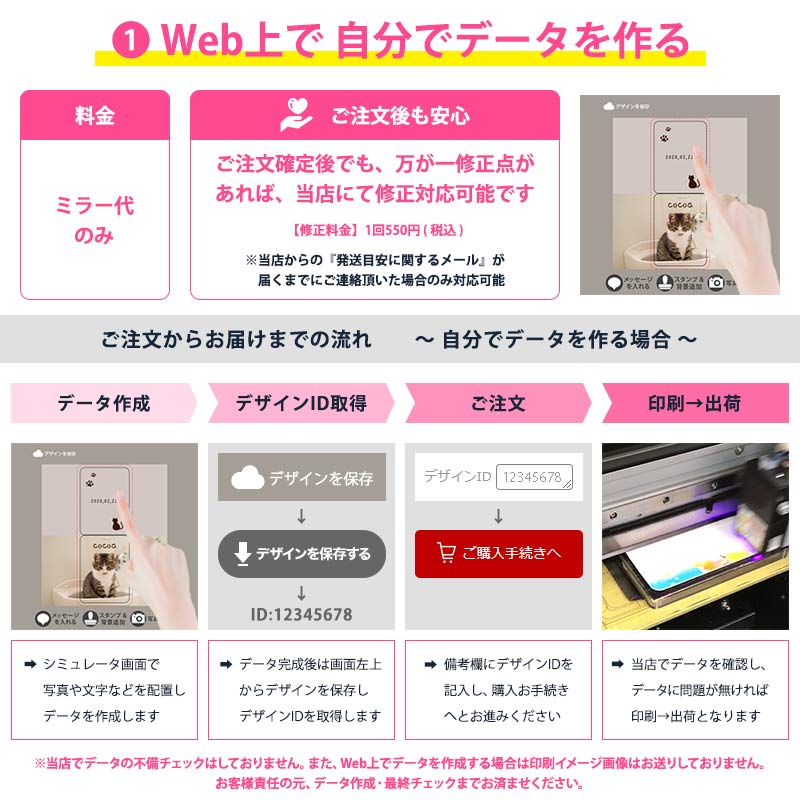 コンパクトミラー 長方形【オーダーメイド・自分でデザイン】鏡 手鏡 ミラー 両面鏡 二面鏡 等倍鏡 拡大鏡 四角 小さめ コンパクト スリム マグネット 磁石 シンプル 男性 メンズ 女性 レディース プリント 写真 オリジナル ギフト ゆうパケット送料無料 受注生産【印刷】