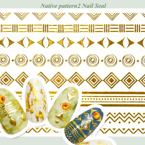 ネコポス 送料無料 ネイティブ柄ゴールドネイルシール2 エスニックラインシール ジェルネイル G091 ネイルアート用品 ネイルシール ネイルシール ネイティブ柄 ジェルネイルキット ネイル用品専門店 ネイルタウン