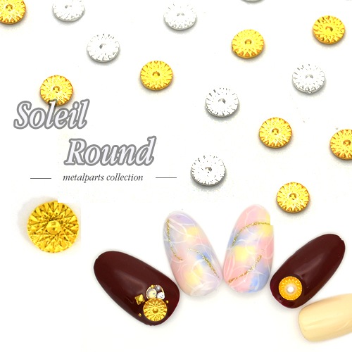 ネコポス 送料無料】ソレイユラウンドメタルパーツ（ゴールド/シルバー