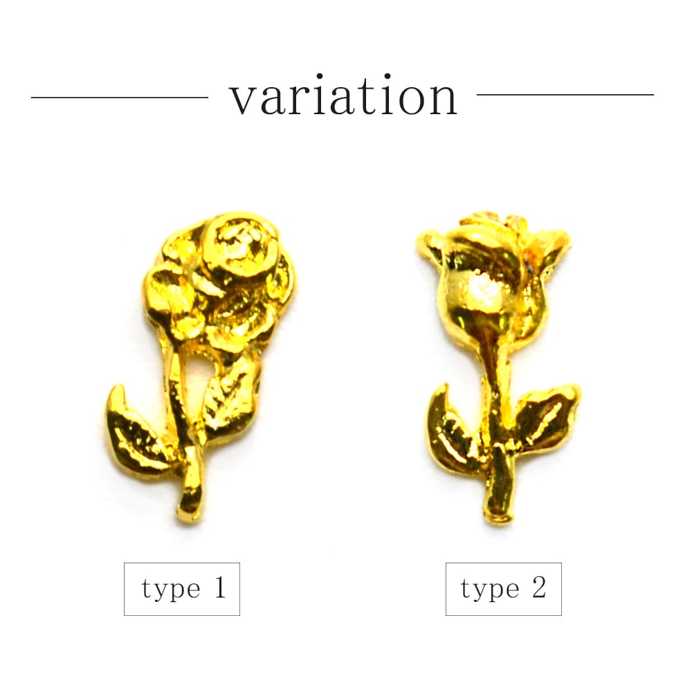 ネコポス 送料無料】ローズ メタルパーツ / 2Type (ゴールド) 各5個