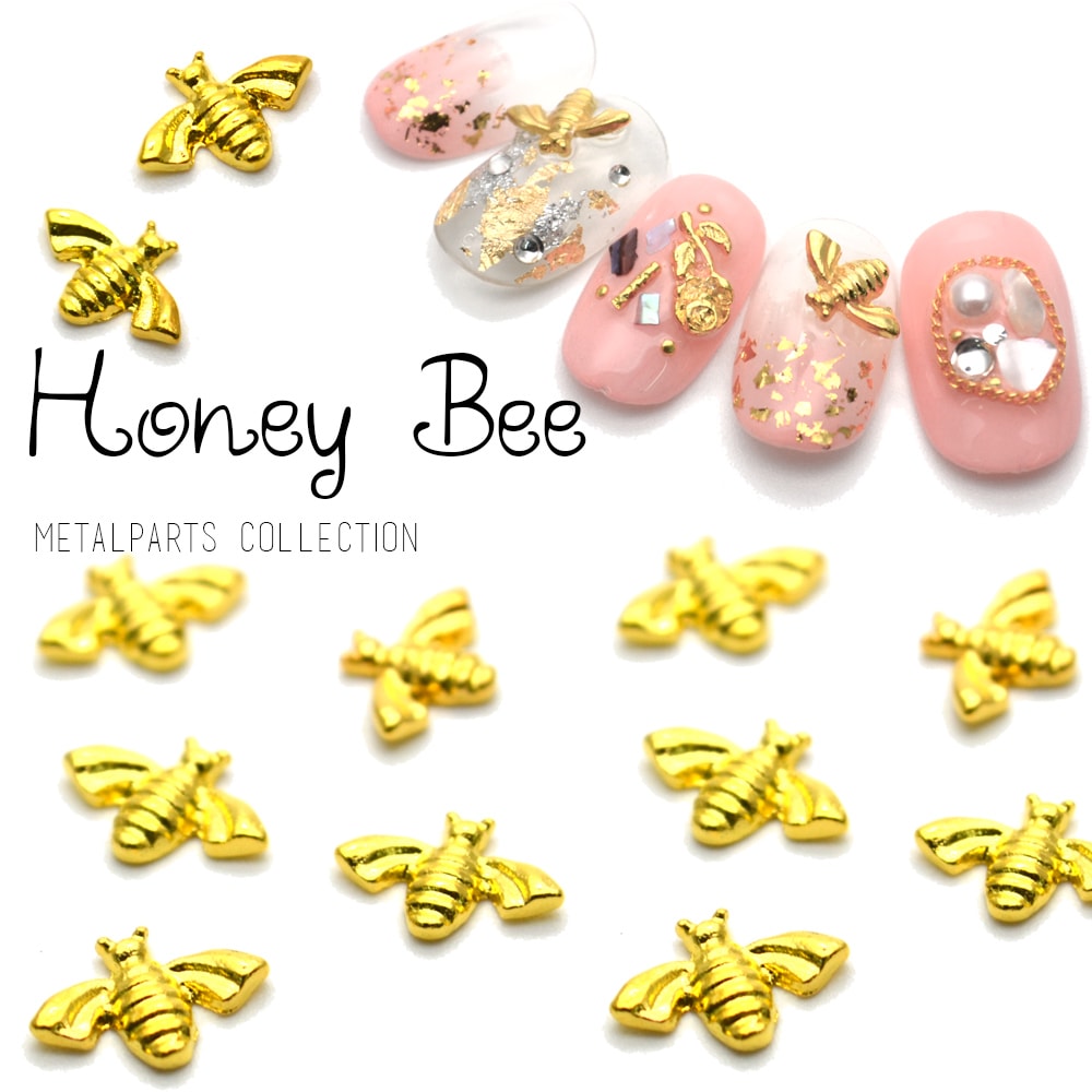 ネコポス 送料無料】メタルパーツ ミツバチパーツ ゴールド 4個入