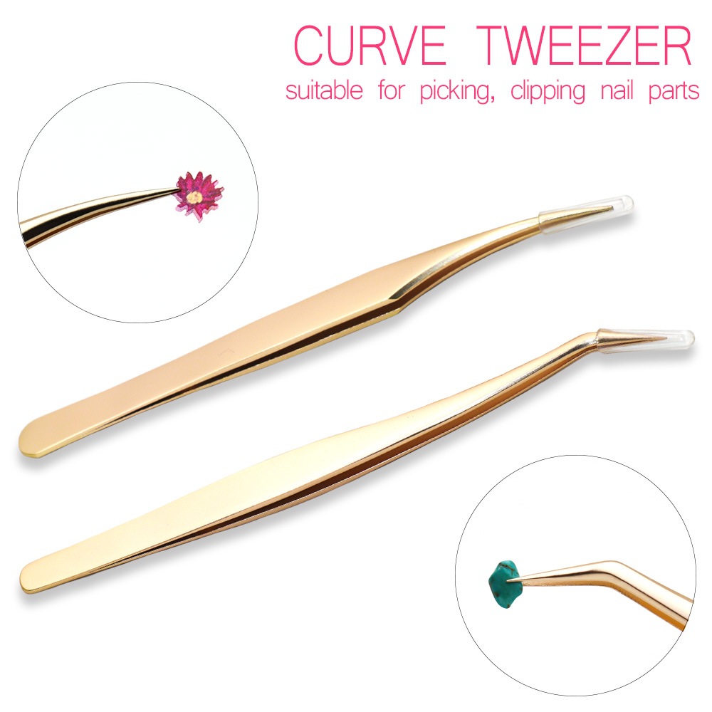 ネコポス送料無料】デコ・ネイル用 カーブピンセット 選べる2種類 曲線