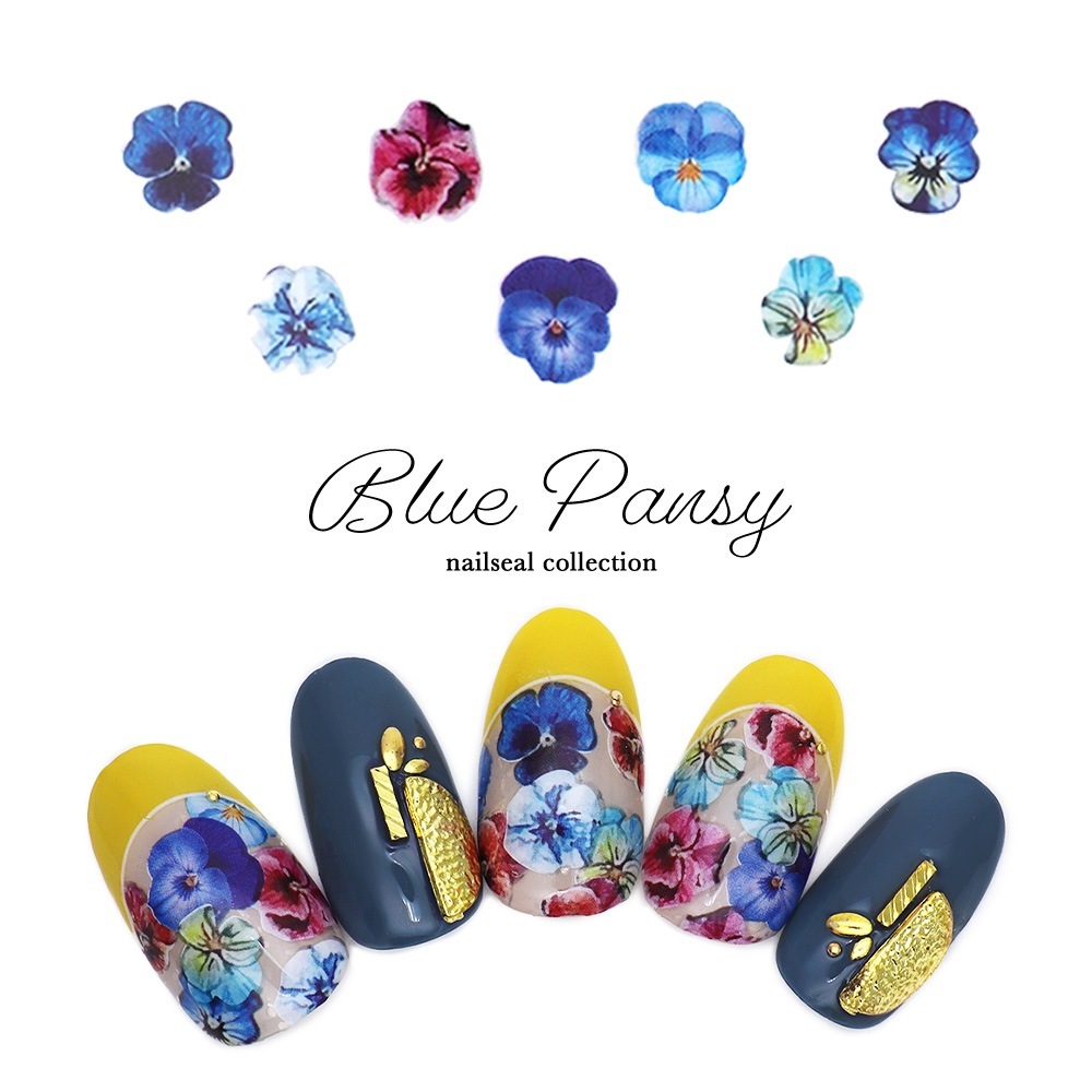 ネコポス送料無料】ネイルシール ブルーパンジーシール [HANYI-525