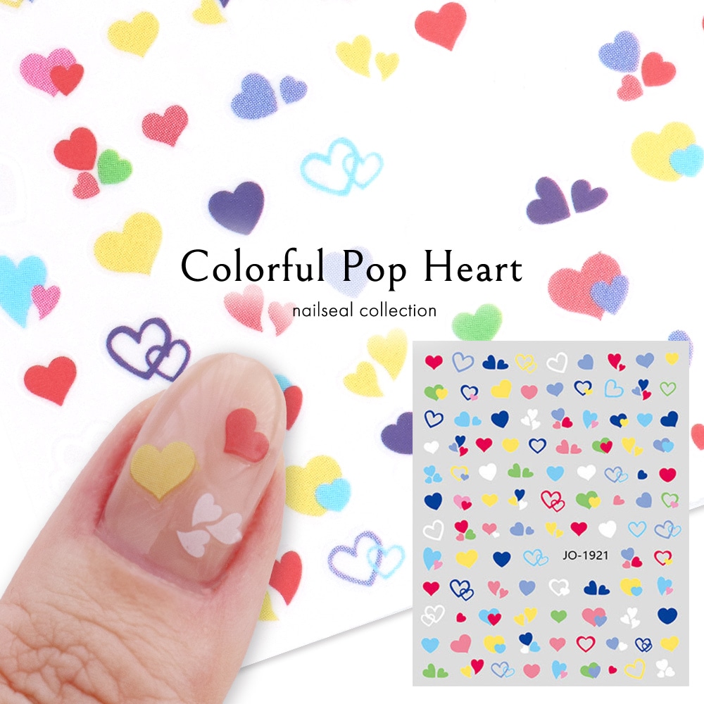 ネコポス送料無料】ネイルシール カラフルポップハートシール | ネイル