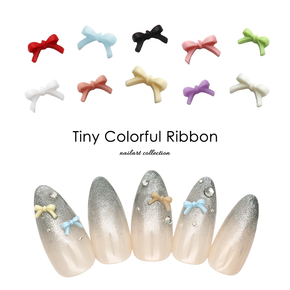 ネコポス送料無料】ネイルパーツ タイニーカラフルリボンパーツ