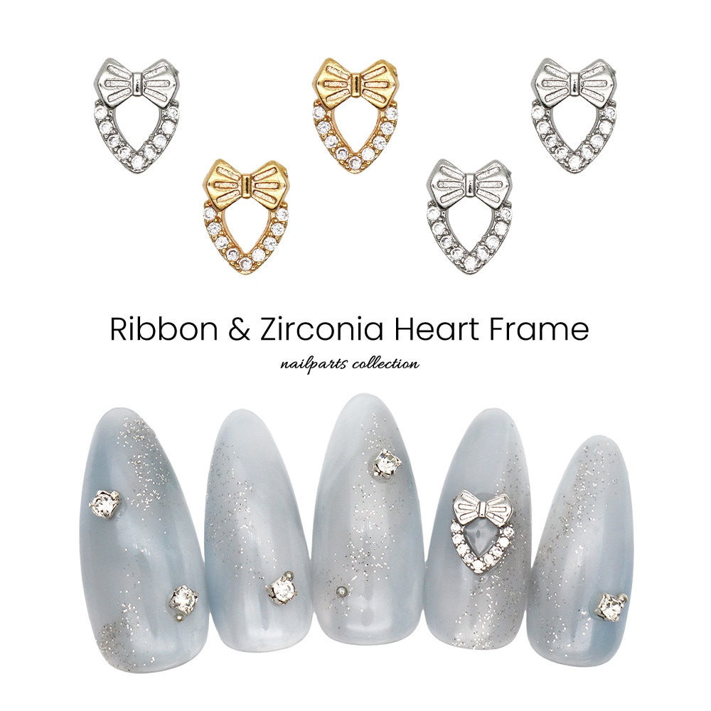 ネコポス送料無料】ネイルパーツ ジルコニア製 リボン付きジルコニア