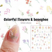 【ネコポス送料無料】ネイルシール カラフルフラワー&みつばちシール|ネイルシール|ネイルアート用品