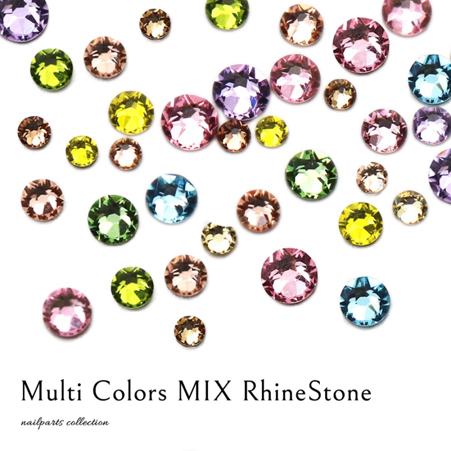 ネコポス送料無料】ラインストーン マルチカラーMIXラインストーン [約
