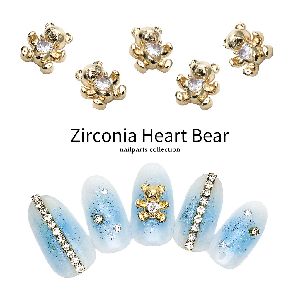 ネコポス送料無料】ネイルパーツ ジルコニア製 ジルコニアハートベア