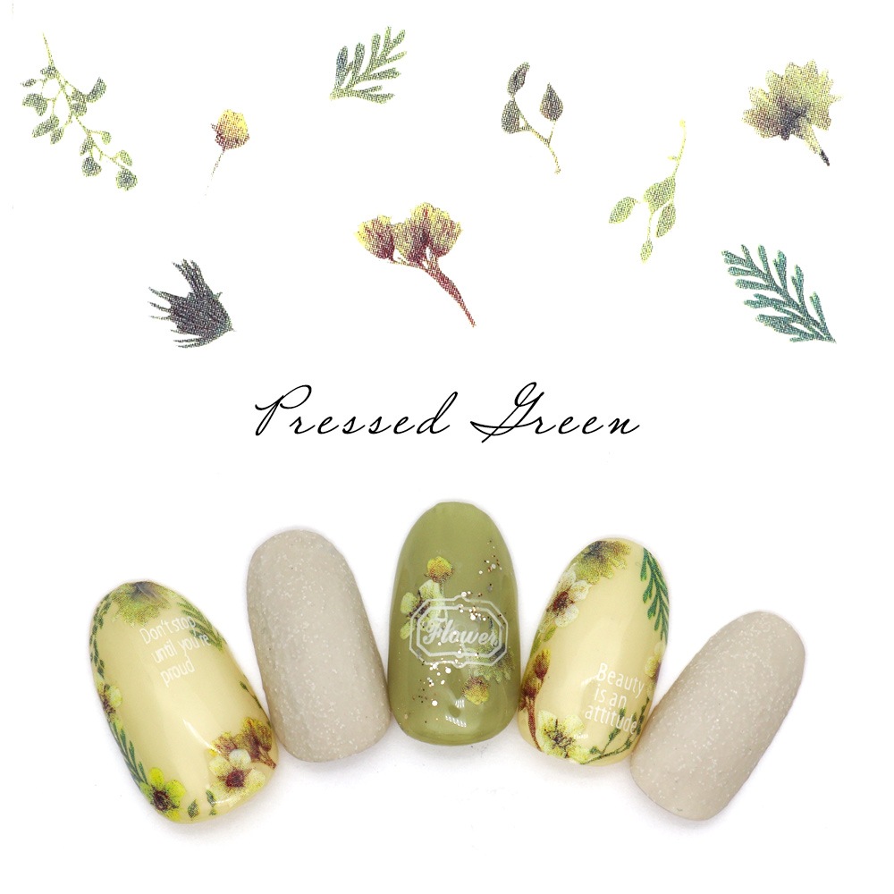 ネコポス送料無料 ネイルシール プレスドグリーンシール Mg312 03 ネイルアート用品 ネイルシール ネイルシール フラワー ボタニカル ジェルネイルキット ネイル用品専門店 ネイルタウン