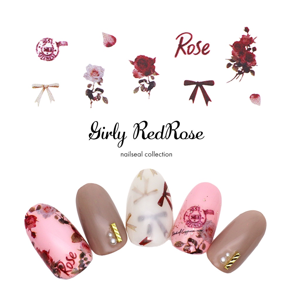 ネコポス送料無料】ネイルシール ガーリーレッドローズシール [MG30207