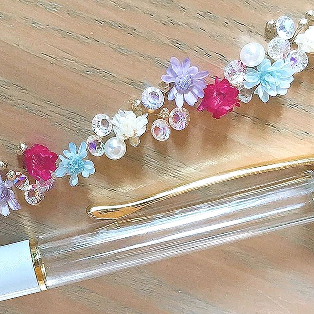 キラキラハーバリウムボールペン ローズ 名入れ 完成品 送料無料 女性 可愛い 誕生日 ハンドメイド ゆうパケット配送 R01-007