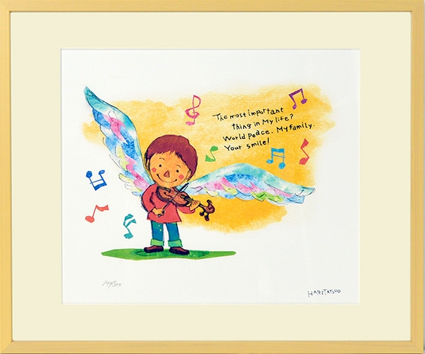 はりたつお 『バイオリン』 額縁サイズ： 四つ切（424×348mm） 大額