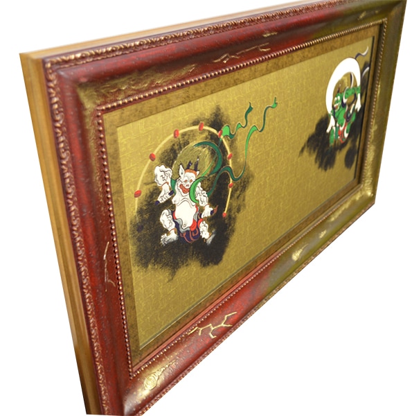 織り額】風神雷神 織り金箔 木製フレーム付 オリジナル西陣織額 【風神