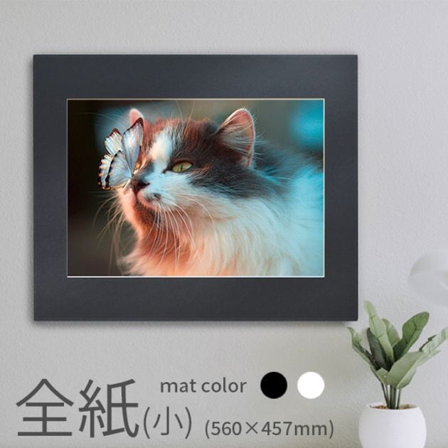 雅さま専用＊動物シルエット付アクリル表札＊4辺45度斜めカット鏡面仕上げＵＶ印刷 写真用額縁 8156/シルバー 写真全紙（560×457mm） 前面UVカット