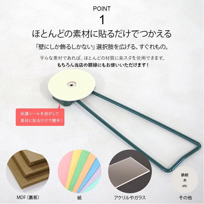 壁掛け額→スタンド付きに 楽スタB ワイヤースタンド（シール付