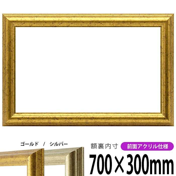 横長額縁 9580 700×300mm ゴールド/シルバー 前面UVカットアクリル仕様