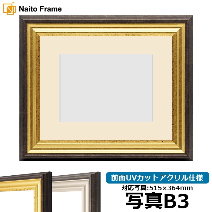 写真用額縁 シャイン/ゴールド 写真A4（297×210mm） 前面UVカット