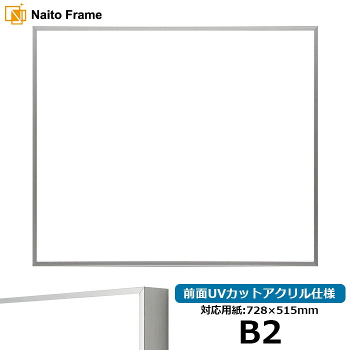 デッサン額縁 NS002 B2サイズ(728×515mm) シルバー(07-FS33) 前面UVカットアクリル仕様 ラーソン・ジュール