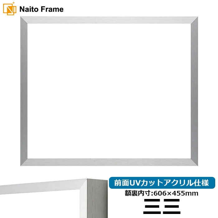 デッサン額縁 NS003/シルバー（09-SA117） 三三（606×455mm） 前面UVカットアクリル仕様 ラーソン・ジュール