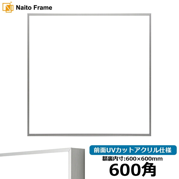 正方形額縁 NS002/シルバー（07-FS33） 600角（600×600mm） 前面UV