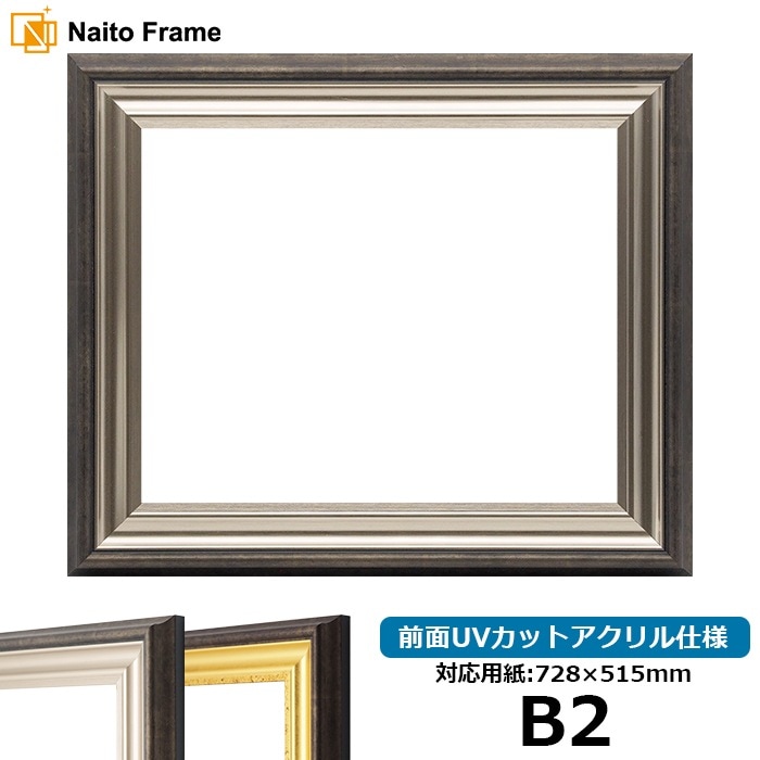 デッサン額縁 8156/シルバー B2（728×515mm） 前面UVカットアクリル仕様