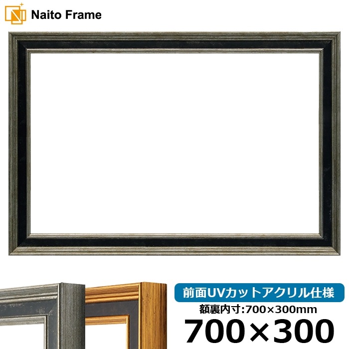 横長額縁 DS6769/シルバー 700×300mm 前面UVカットアクリル仕様