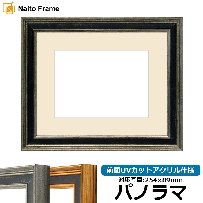 写真用額縁 DS6769/シルバー パノラマ（254×89mm） 前面UVカットアクリル仕様 マット付き