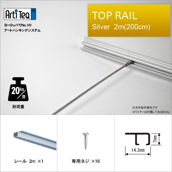 【天井用】トップレール/シルバー 2m レール＆ネジ同梱 【CL-07425】 [送料別商品] ラーソン・ジュール