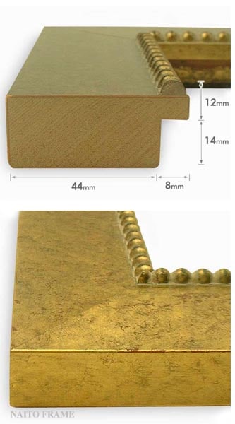 水彩額 HQ869/ゴールド 水彩F8（455×380mm） 前面UVカットアクリル仕様 マット付き