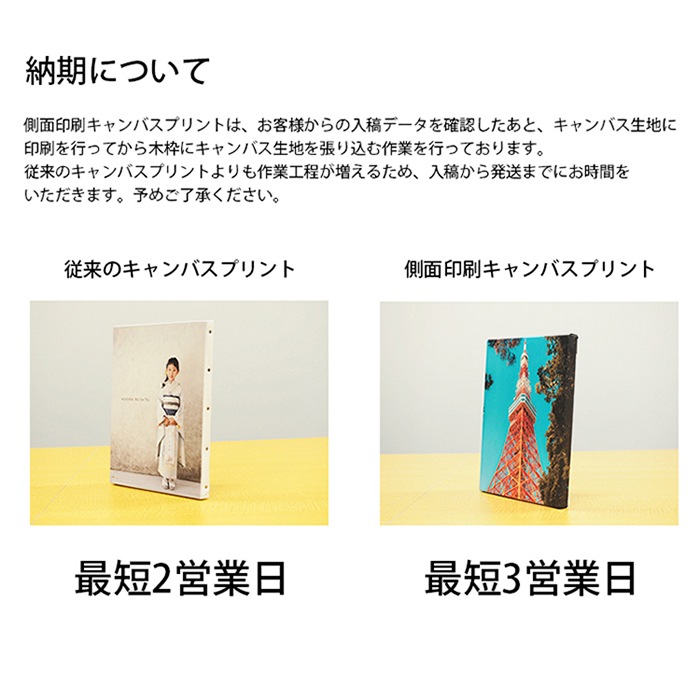 送料無料】表面光沢仕上げ 側面印刷 キャンバスプリント長方形・正方形
