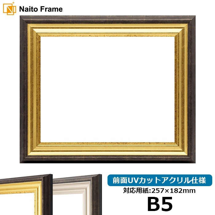 デッサン額縁 8156/ゴールド B5（257×182mm） 前面UVカットアクリル