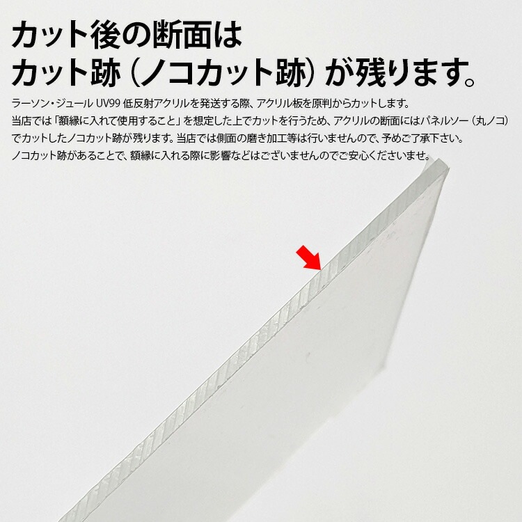 ラーソン・ジュール 低反射アクリル板 UV99（2mm厚）インチ（254×203mm）用 UVカット率99％/透明アクリル