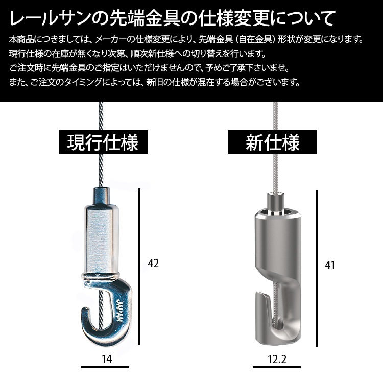 石膏ボード用レールサン（ピクチャーレール）Aセット 200cm/ホワイト（ワイヤー・ランナーともにシルバー色です） ワイヤー自在付き WRS-200A [送料別商品] 福井金属工芸