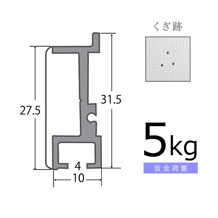 石膏ボード用レールサン（ピクチャーレール）Bセット 30cm/ホワイト（ワイヤーがシルバー色です） ボール式ワイヤー自在付き WRS-30B 福井金属工芸