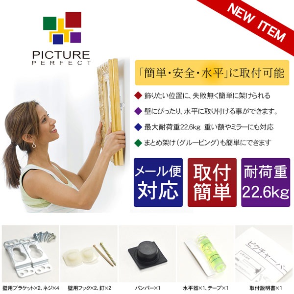 パラゴンピクチャー　額装　壁掛け 額吊金具 額縁用金具 ピクチャーパーフェクト（壁掛け用フック）石膏