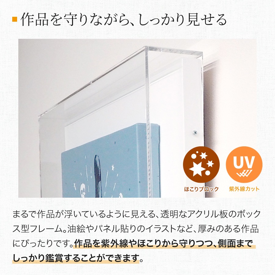 アクリルボックス 9988 F4（333×242mm） ブラック/ホワイト UVカット