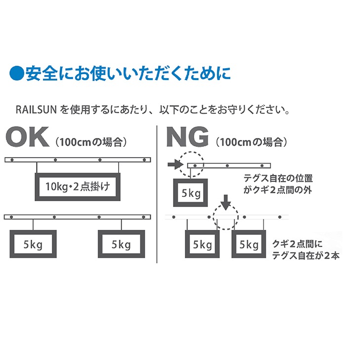 石膏ボード用レールサン（ピクチャーレール）Cセット 200cm/ホワイト（ワイヤーの変わりにテグス仕様） 透明ワイヤー自在付き NRS-200C [送料別商品] 福井金属工芸