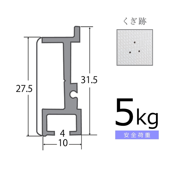 石膏ボード用レールサン（ピクチャーレール）Cセット 200cm/ホワイト（ワイヤーの変わりにテグス仕様） 透明ワイヤー自在付き NRS-200C [送料別商品] 福井金属工芸