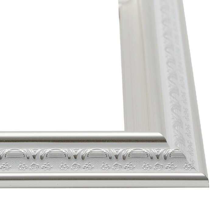油絵額縁 9586/ホワイトシルバー M12号（606×410mm） 前面UVカットアクリル仕様 [dras_30]