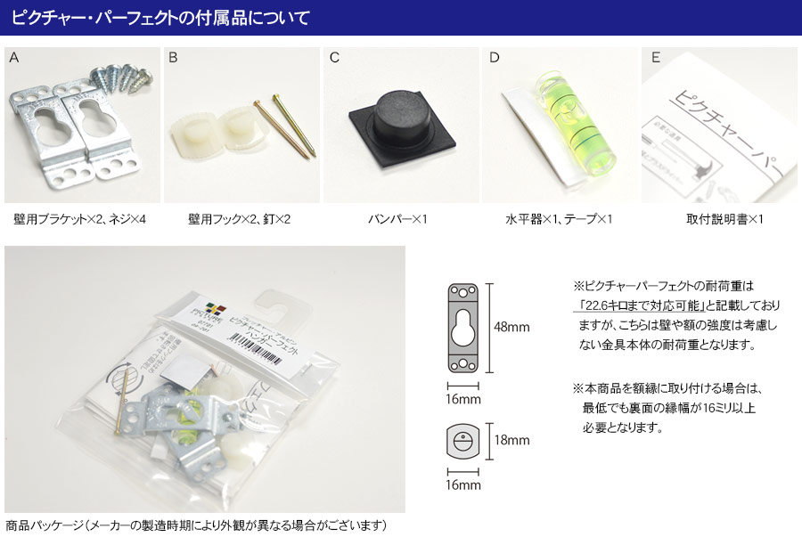 パラゴンピクチャー　額装　壁掛け 額吊金具 額縁用金具 ピクチャーパーフェクト（壁掛け用フック）石膏