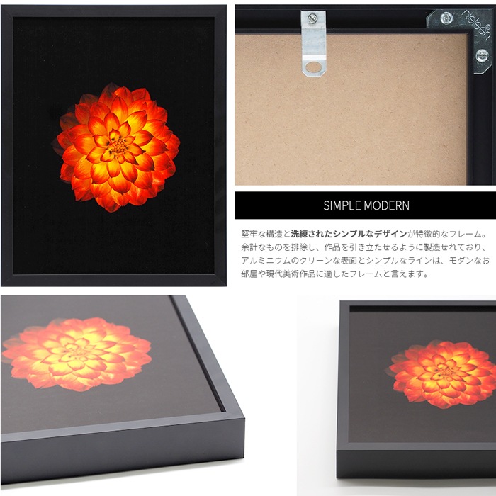 デッサン額縁 NS004/ブラック（09-MT117） B2（728×515mm） 前面UVカットアクリル仕様 ラーソン・ジュール