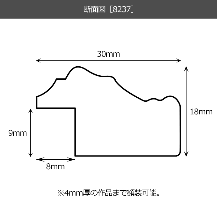 横長額縁 8237/マーブル 500×300mm 前面UVカットアクリル仕様