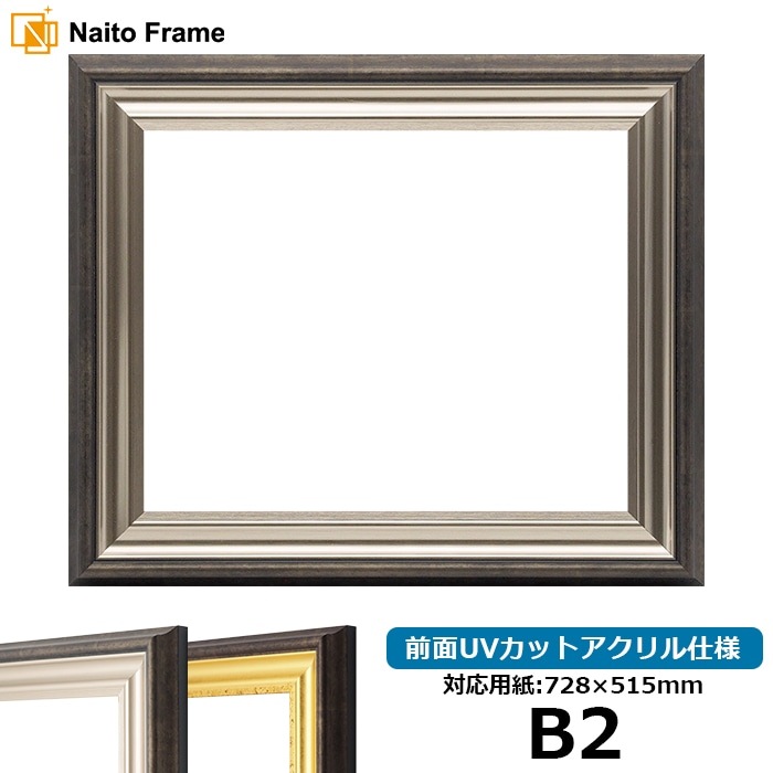 デッサン額縁 8156/シルバー B2（728×515mm） 前面UVカットアクリル仕様
