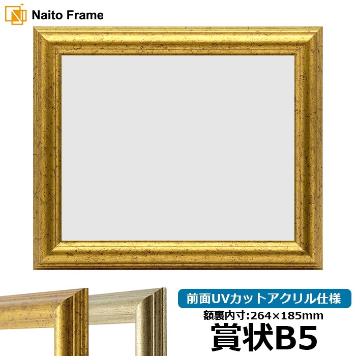 賞状額縁 9580 賞状B5(264×185mm) ゴールド/シルバー 前面UVカットアクリル仕様