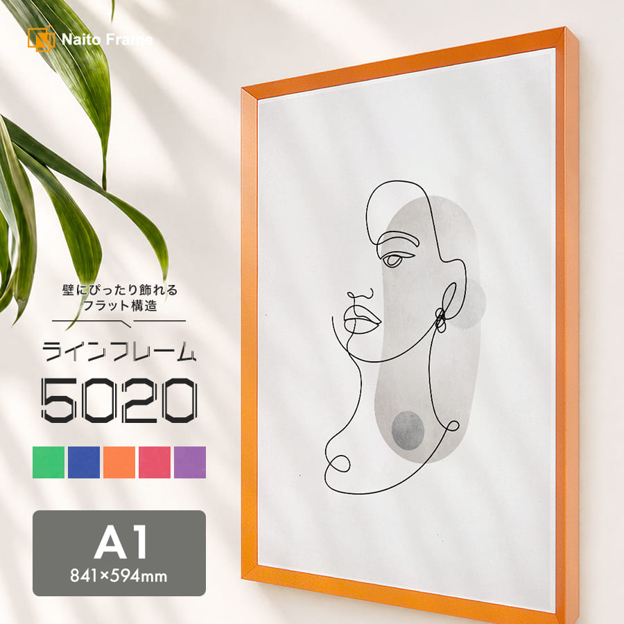 ラインフレーム 5020 A1（841×594mm） グリーン/ブルー/オレンジ/レッド/パープル 前面UVカットアクリル仕様 大額 ※大型商品につき注文後のキャンセル・返品交換不可 [送料別商品]
