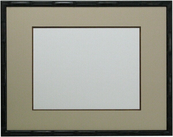 書道額 竹フレーム/黒 書道半紙（333×242mm） 前面アクリル仕様
